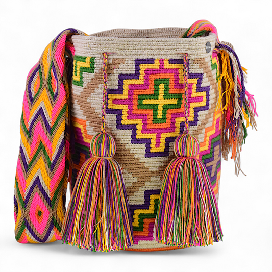 Boho Handmade Bag with Multicolour Geometric Design