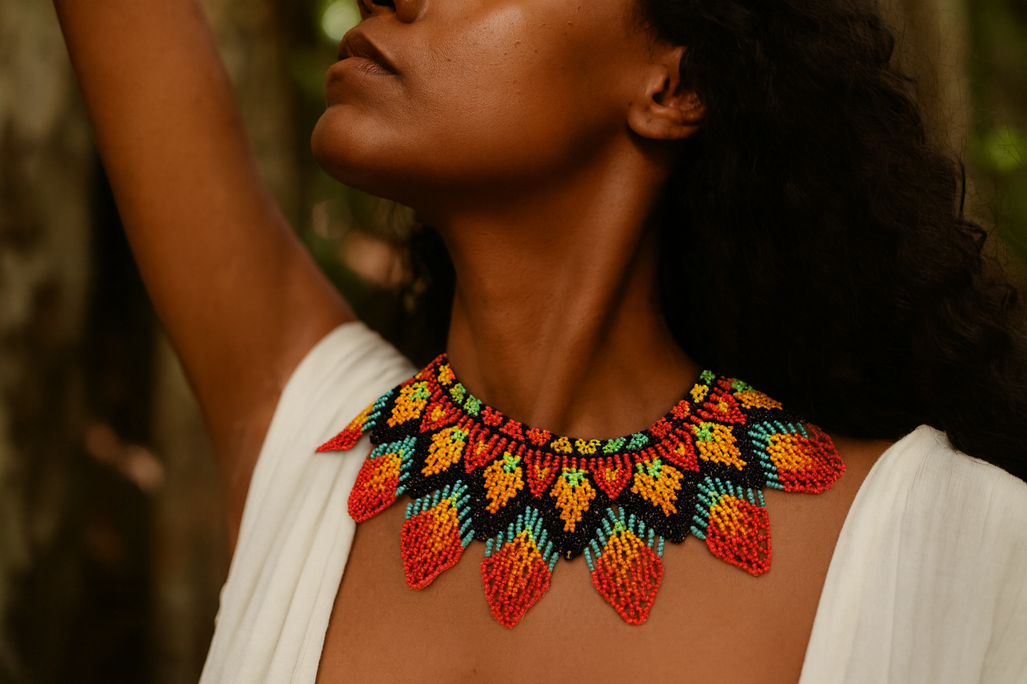 Large Sunset Flame Beaded Necklace