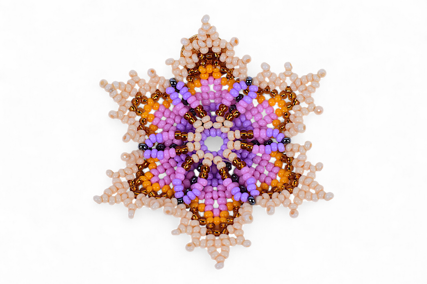 Large Purple Flower Beaded Earrings