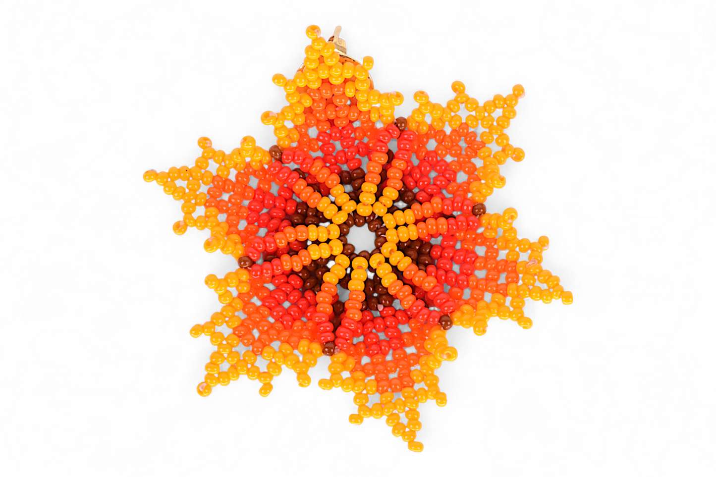 Red & Orange Flower Beaded Earrings