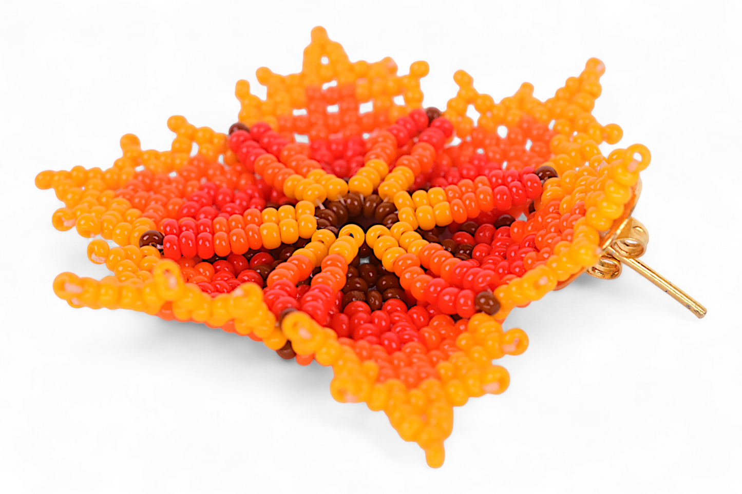 Red & Orange Flower Beaded Earrings