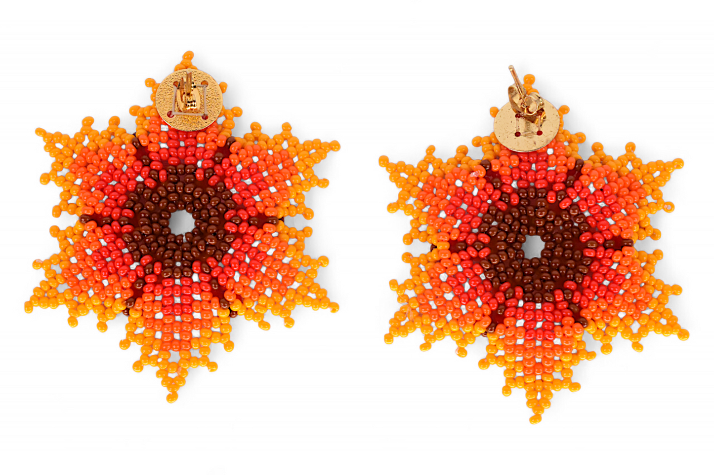 Red & Orange Flower Beaded Earrings
