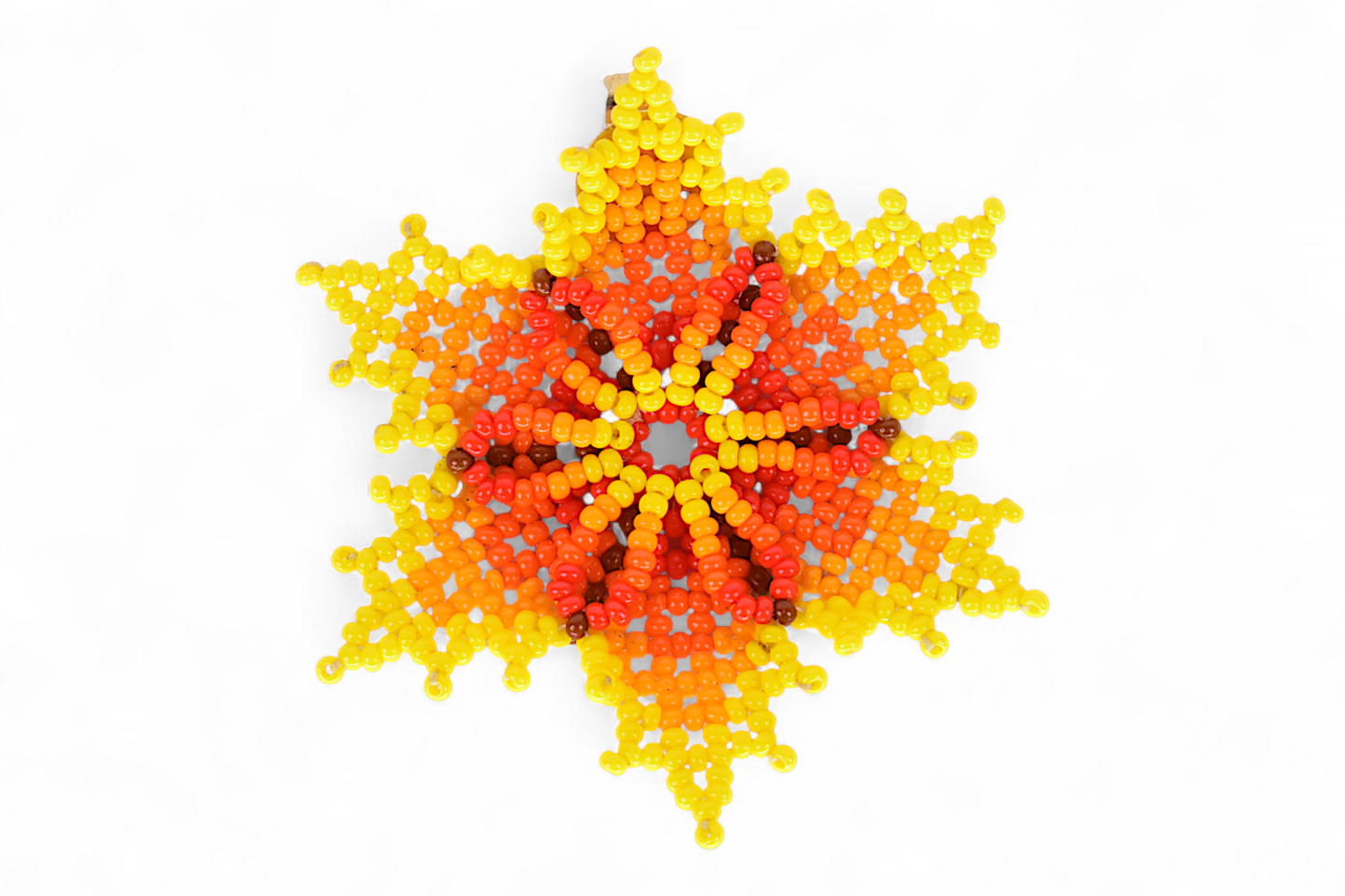 Yellow & Red Flower Beaded Earrings