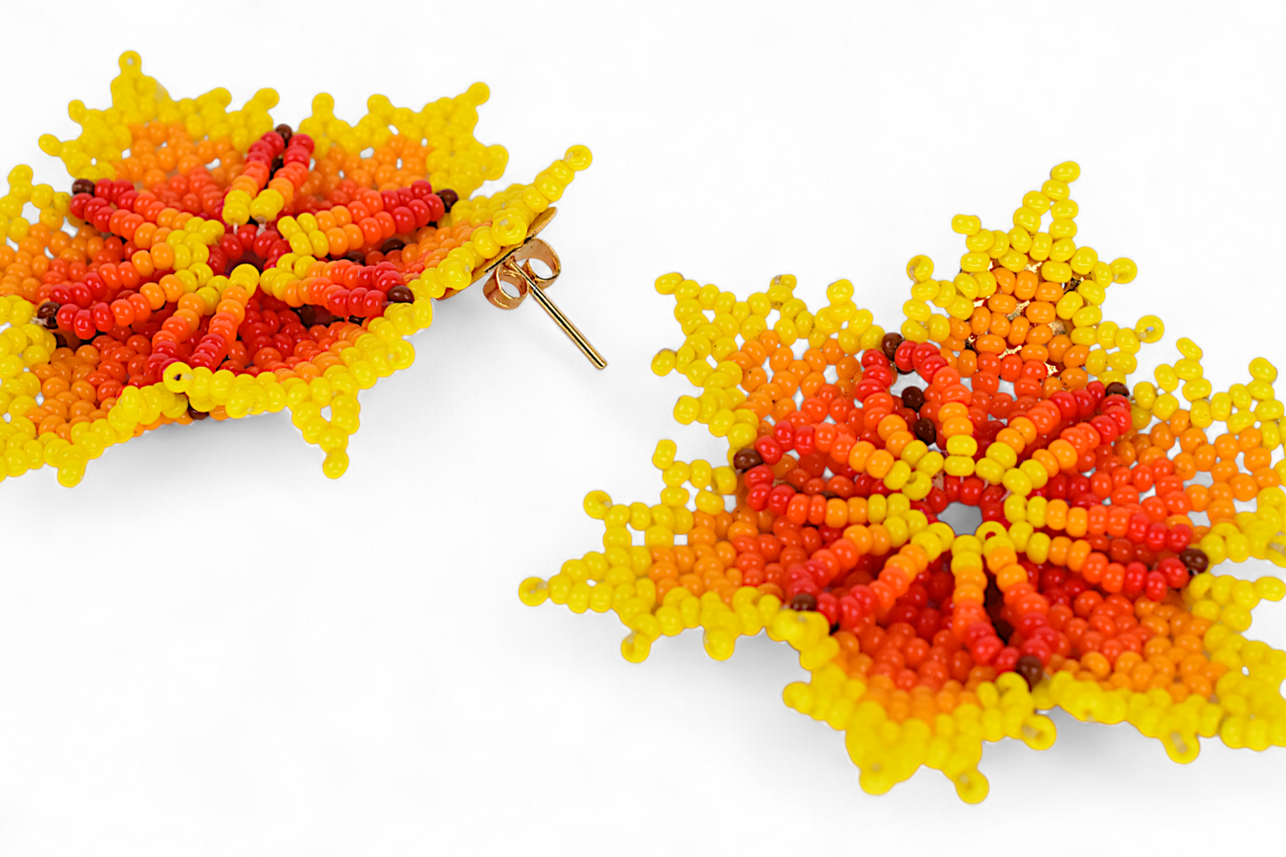 Yellow & Red Flower Beaded Earrings