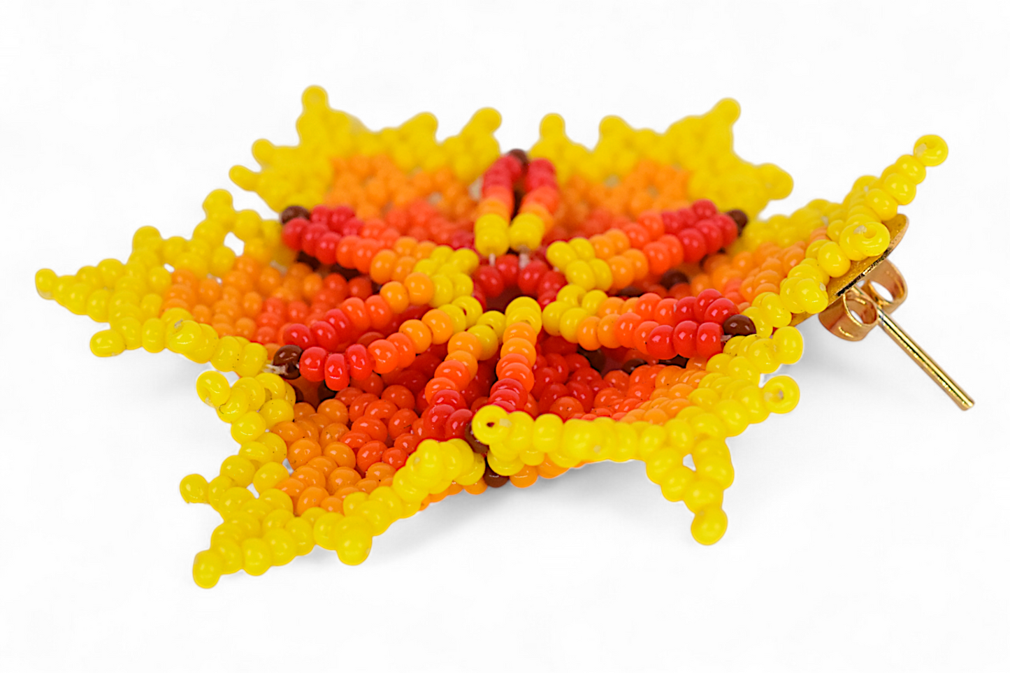 Yellow & Red Flower Beaded Earrings