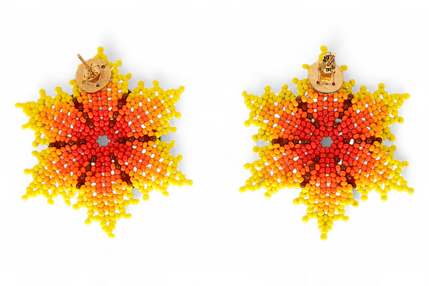 Yellow & Red Flower Beaded Earrings
