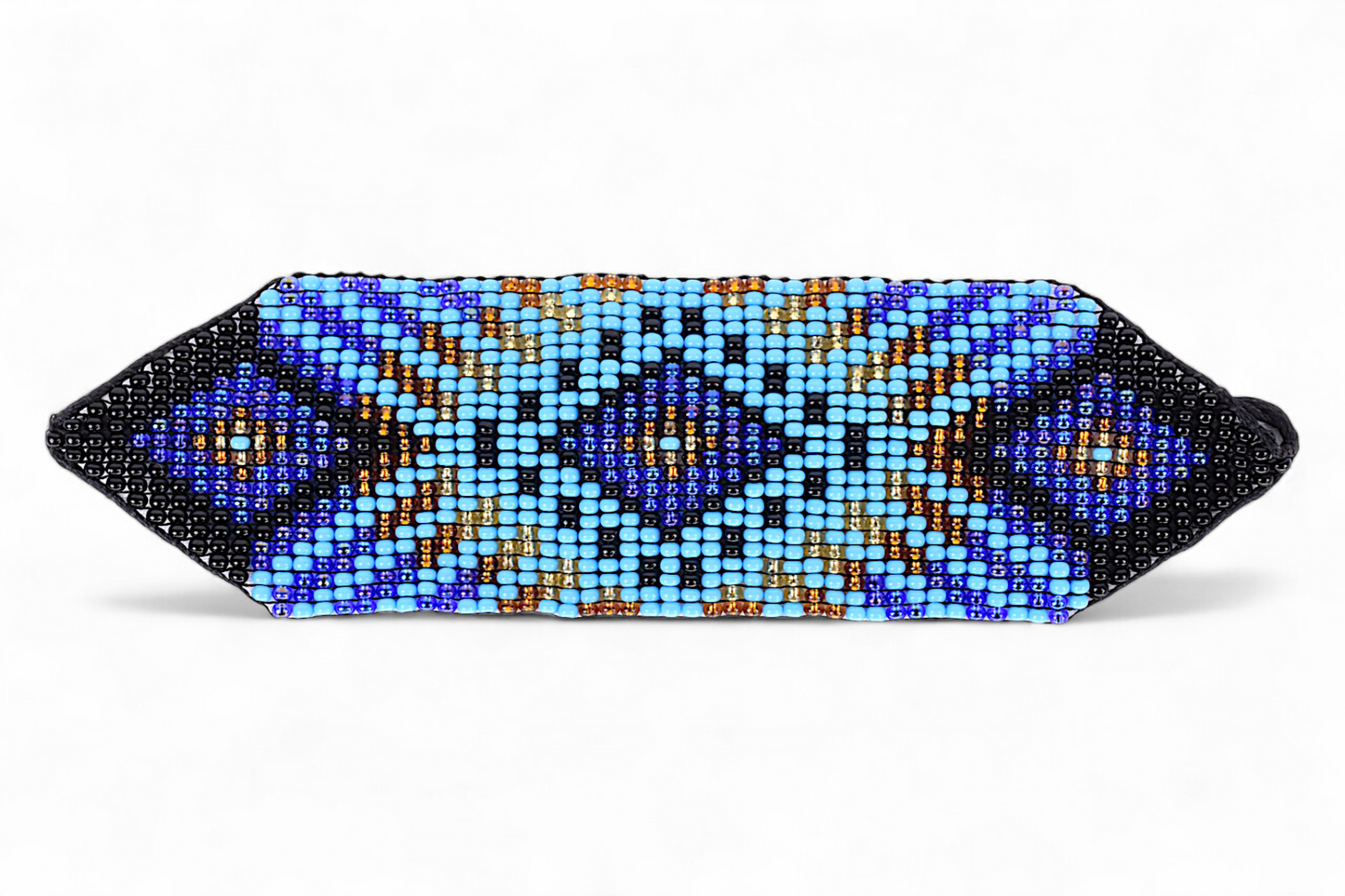 Large Blue & Gold Beaded Bracelet