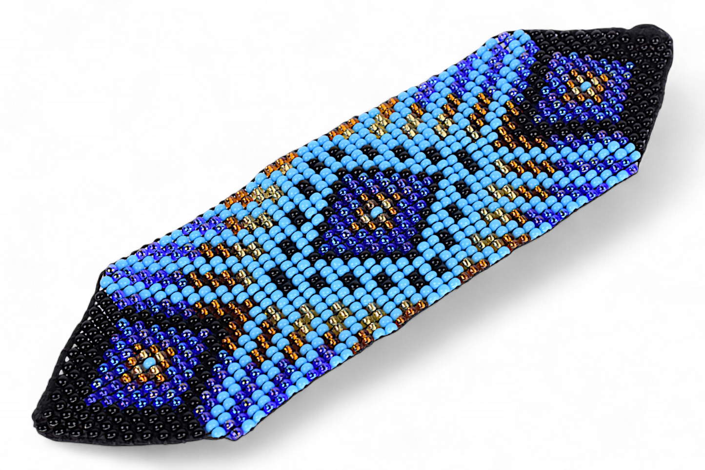 Large Blue & Gold Beaded Bracelet