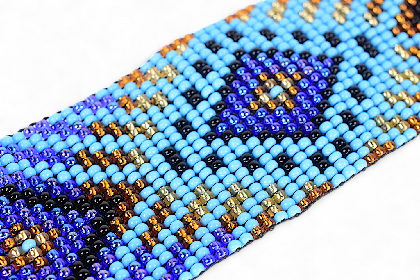 Large Blue & Gold Beaded Bracelet