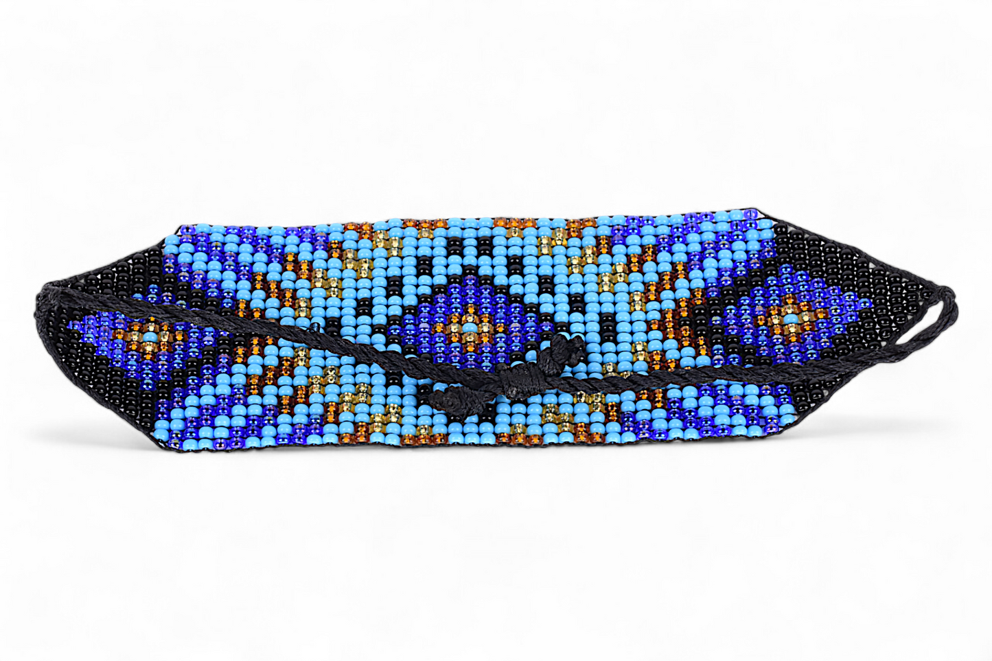 Large Blue & Gold Beaded Bracelet