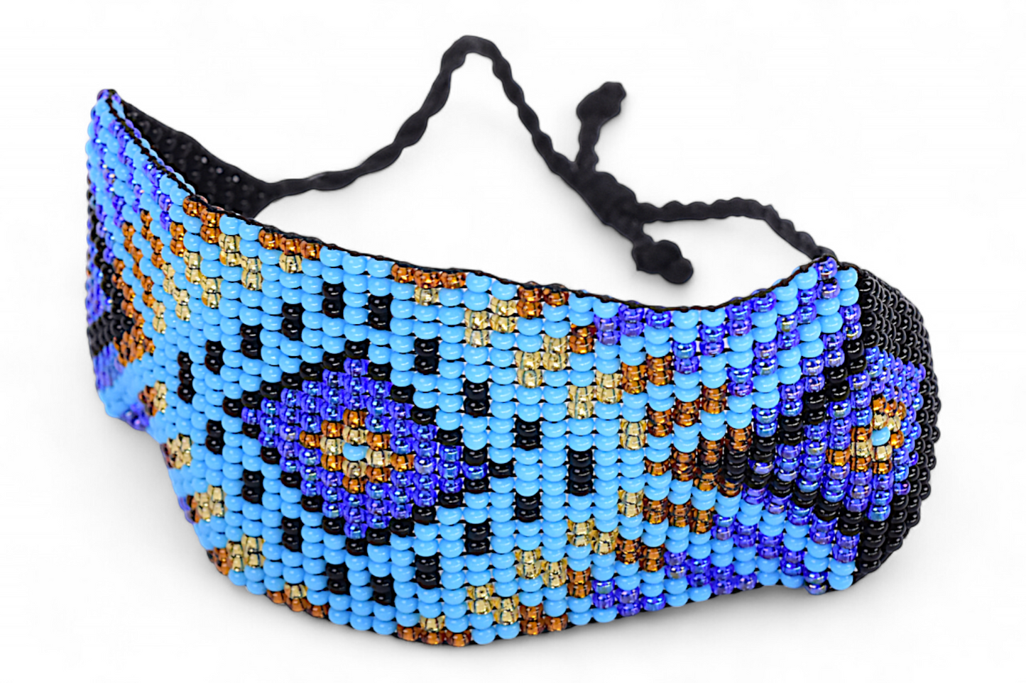 Large Blue & Gold Beaded Bracelet