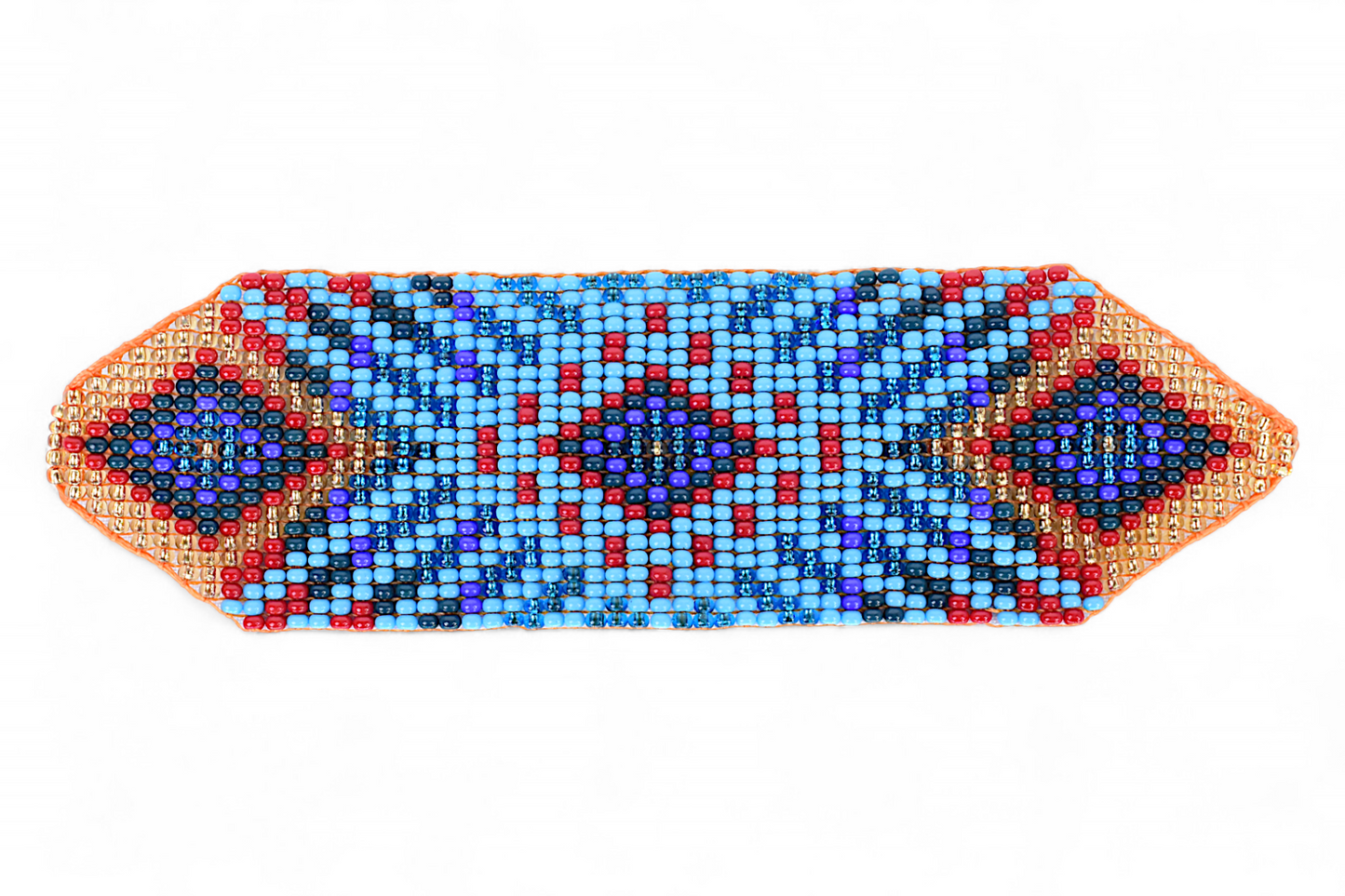 Large Blue & Red Beaded Bracelet