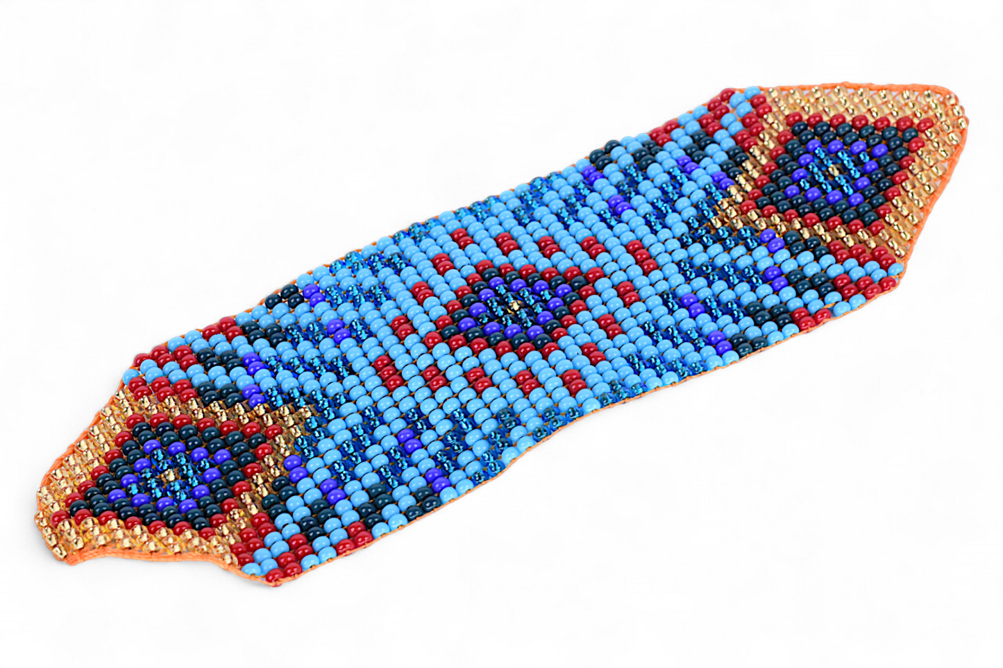 Large Blue & Red Beaded Bracelet