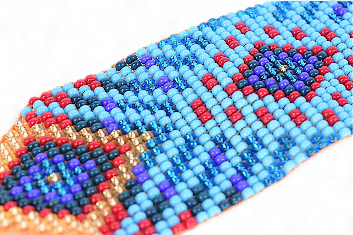 Large Blue & Red Beaded Bracelet