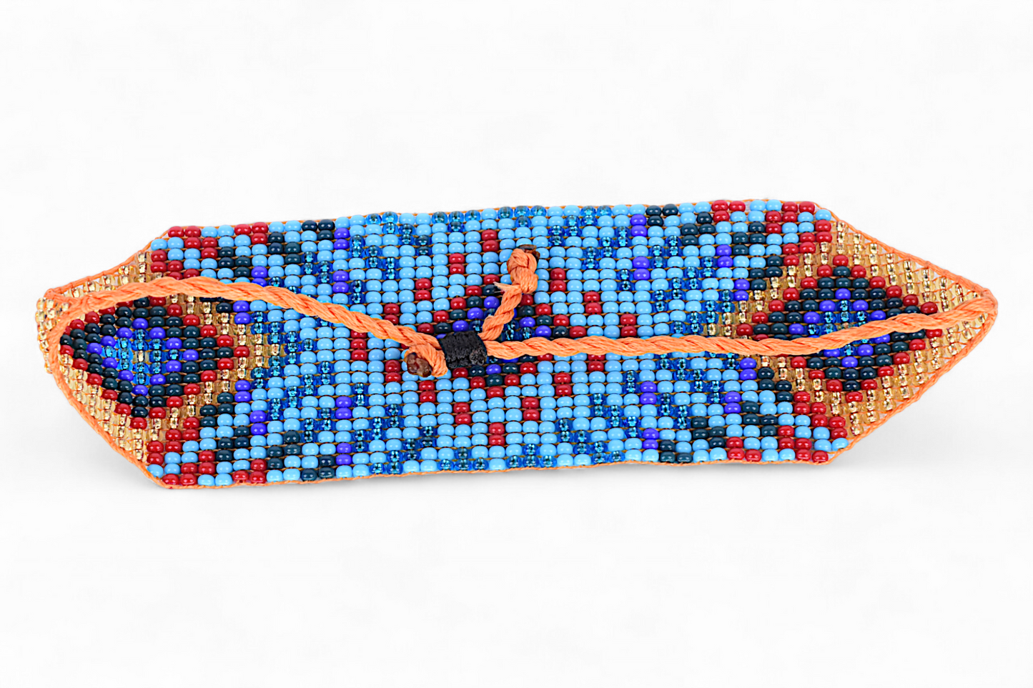 Large Blue & Red Beaded Bracelet