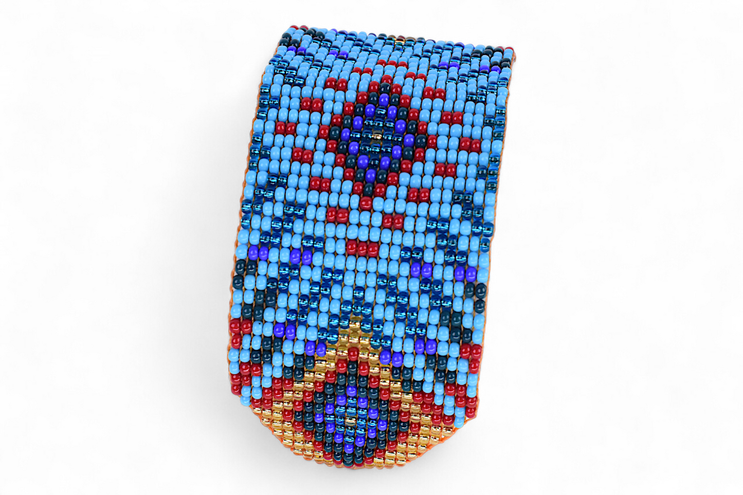 Large Blue & Red Beaded Bracelet