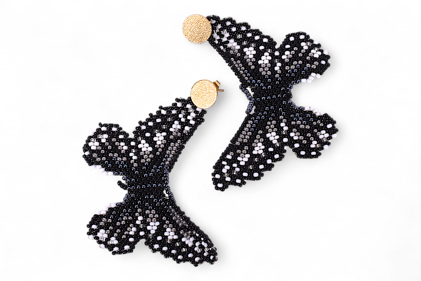 Large Black & White Butterfly Earings