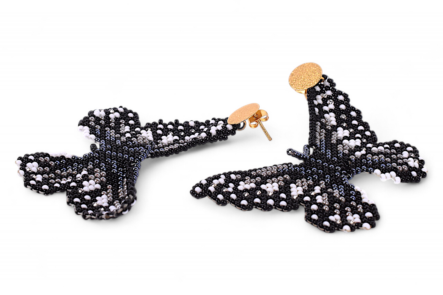 Large Black & White Butterfly Earings