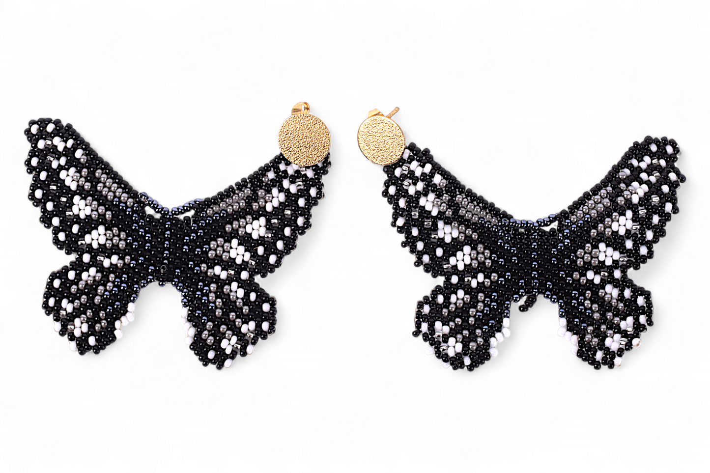 Large Black & White Butterfly Earings
