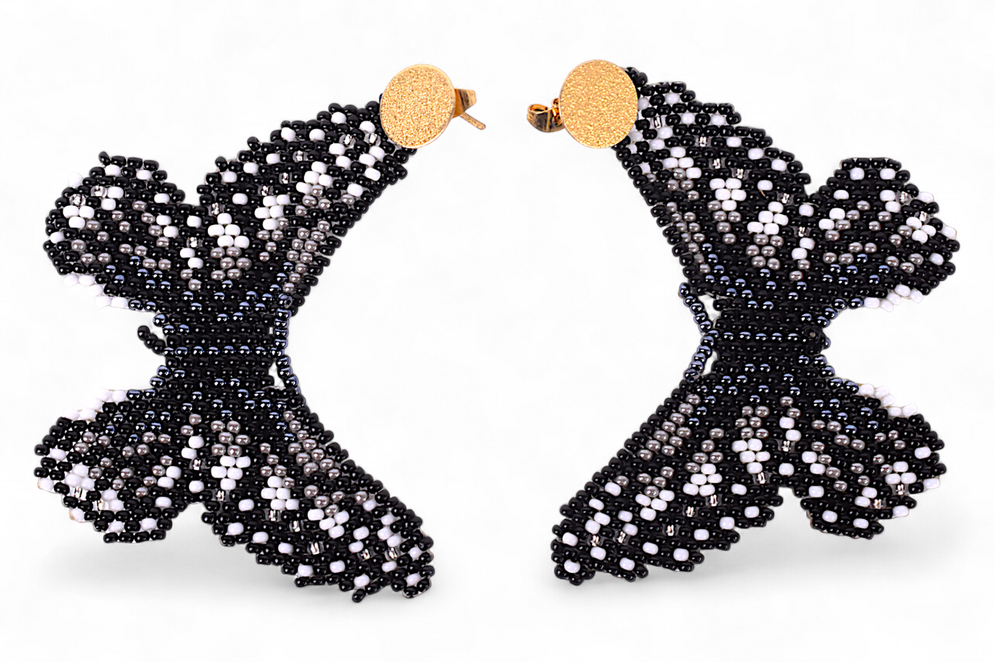 Large Black & White Butterfly Earings