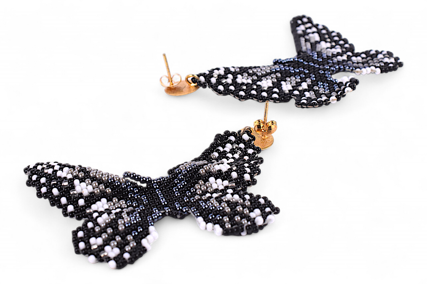 Large Black & White Butterfly Earings