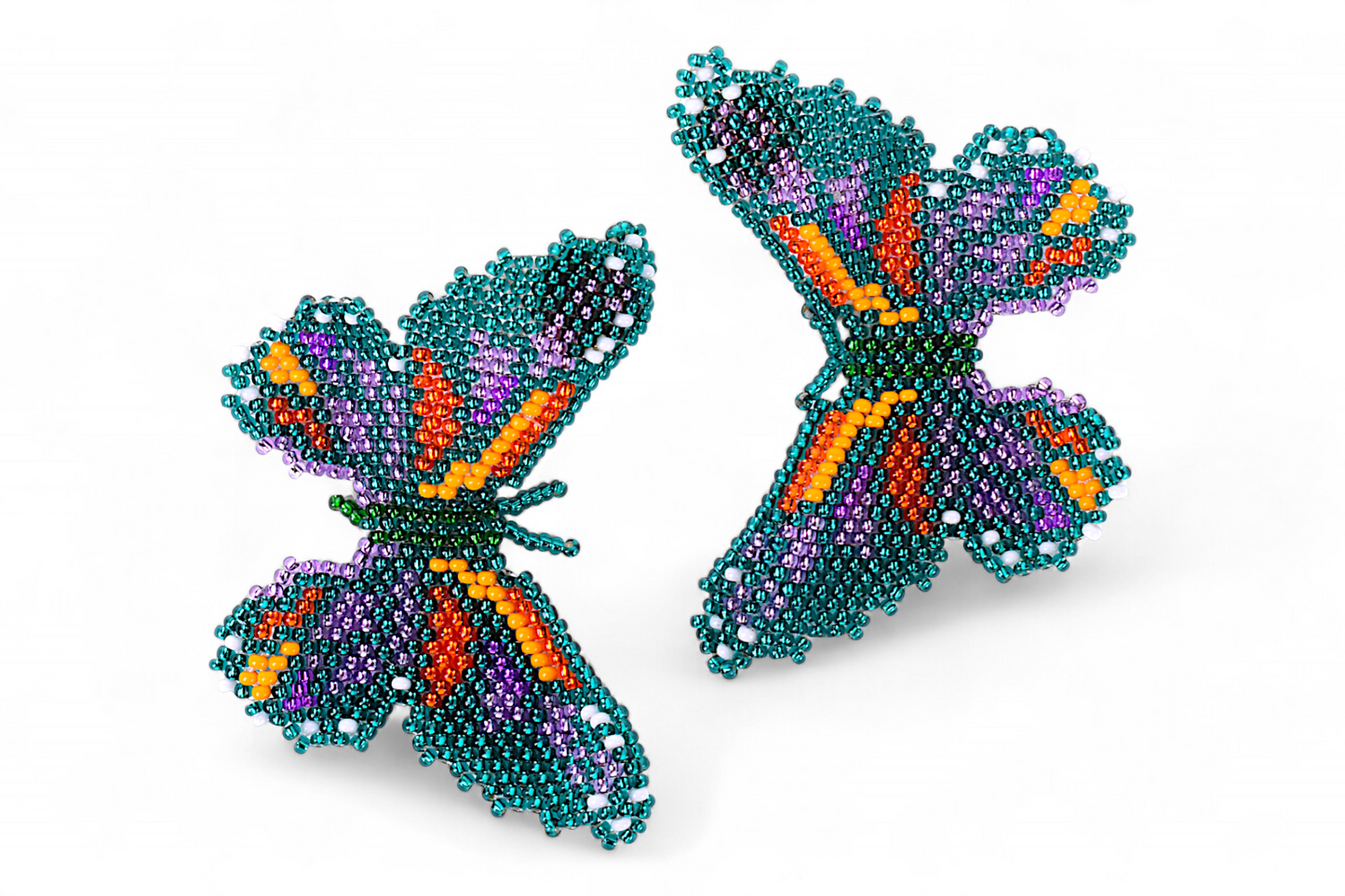 Large Green & Orange Butterfly Earings