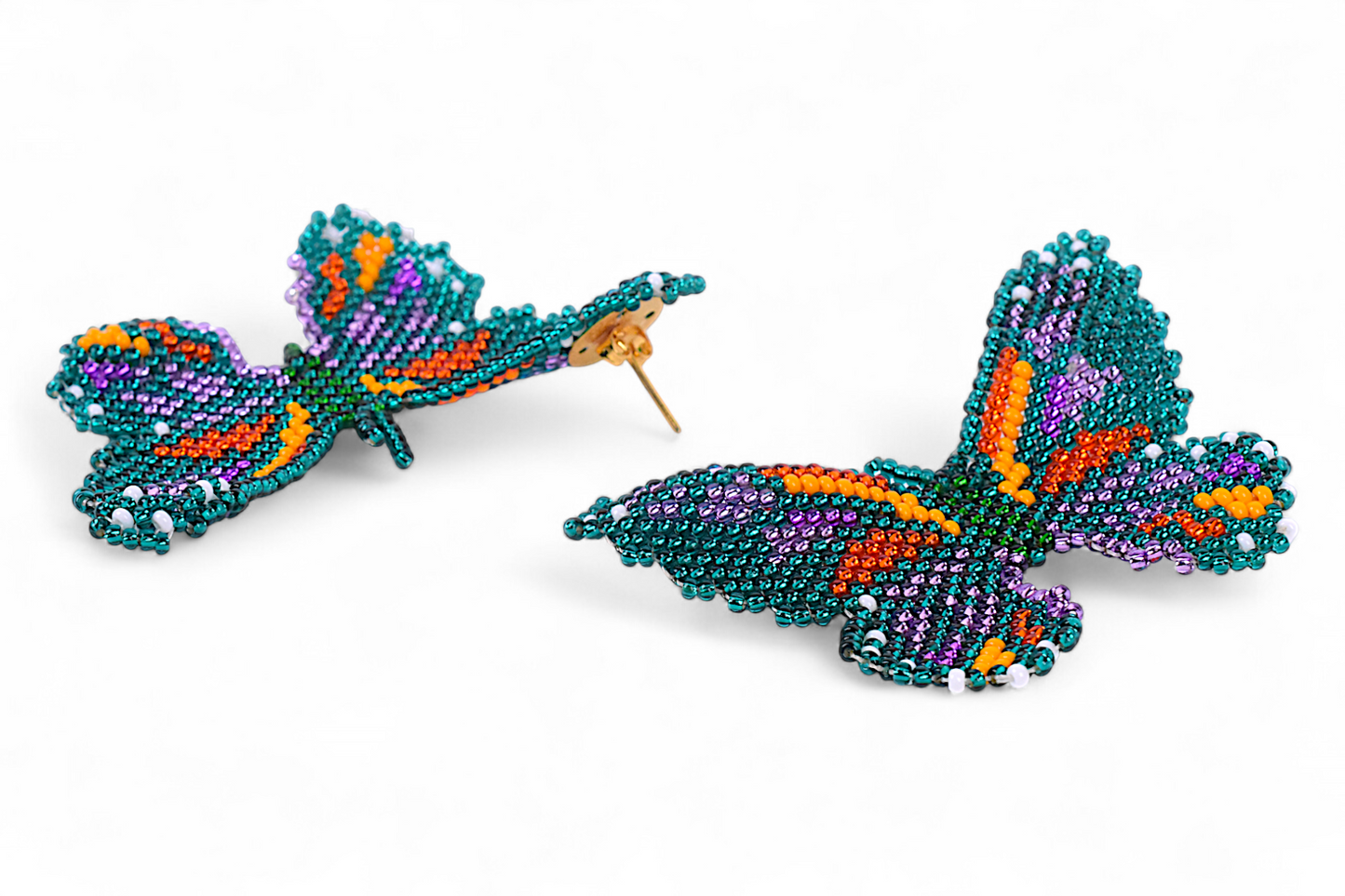 Large Green & Orange Butterfly Earings