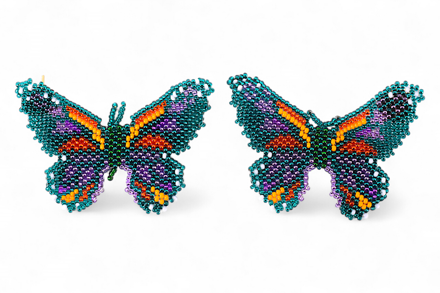 Large Green & Orange Butterfly Earings
