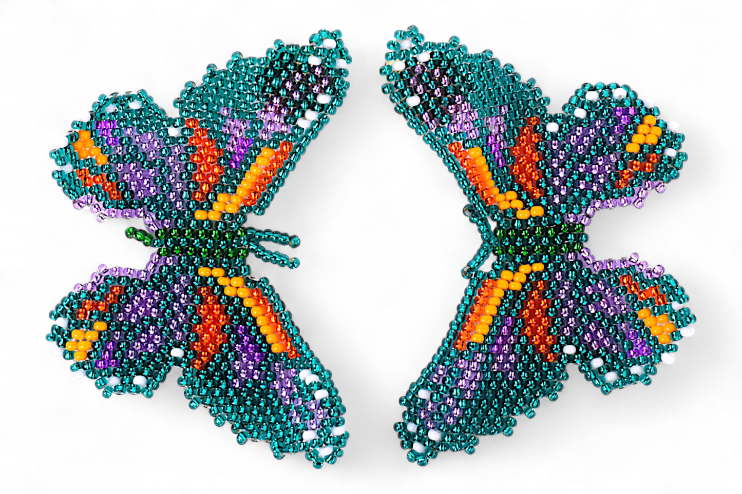 Large Green & Orange Butterfly Earings