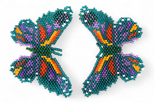 Large Green & Orange Butterfly Earings