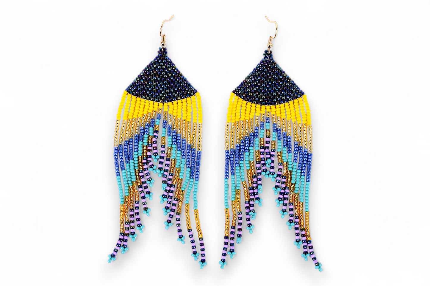 Large Mermaid Tail Earings - Blue & Yellow