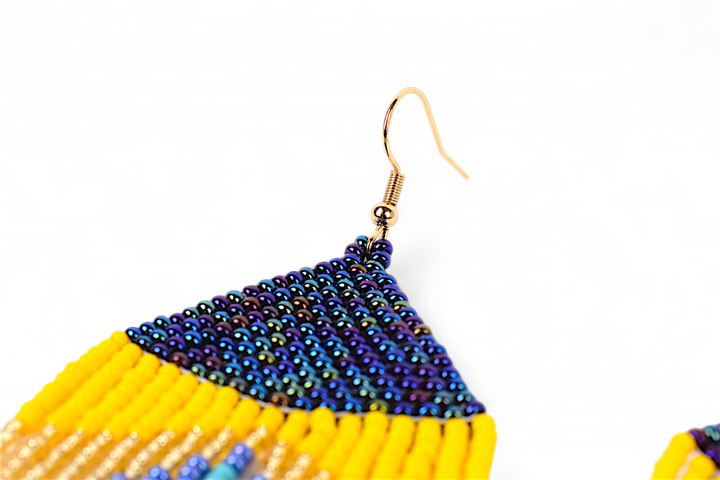Large Mermaid Tail Earings - Blue & Yellow
