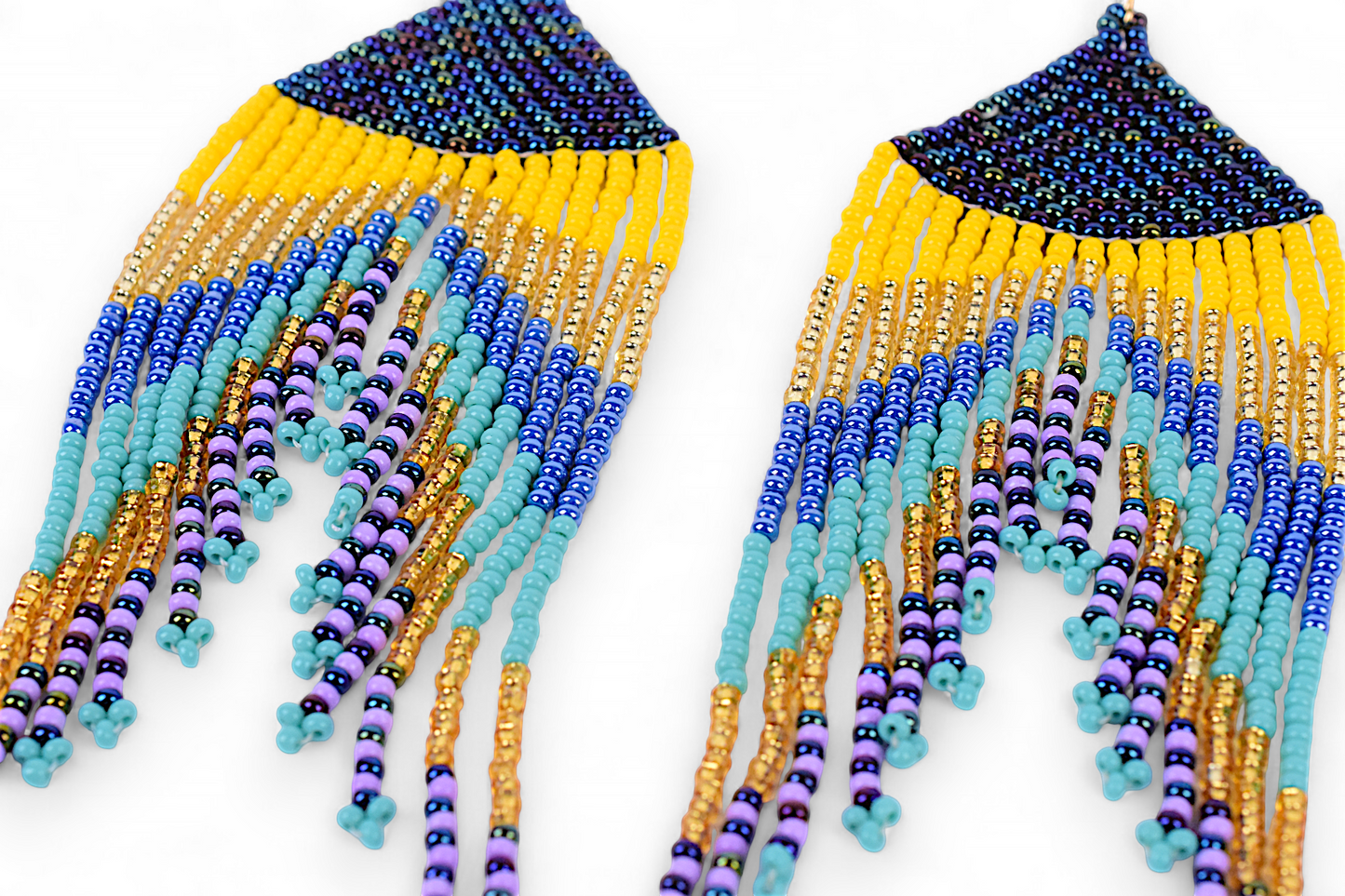 Large Mermaid Tail Earings - Blue & Yellow