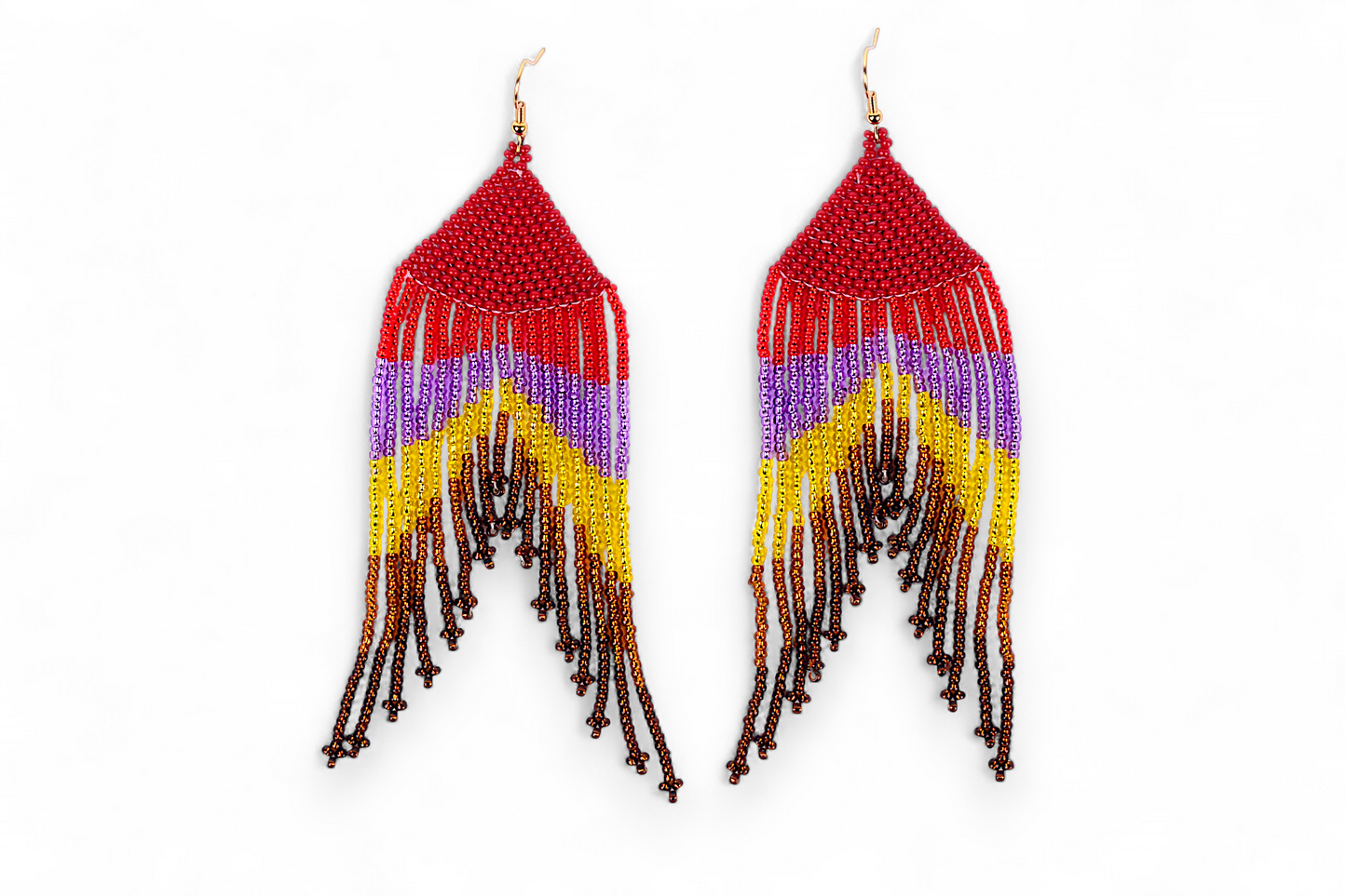Large Mermaid Tail Earings - Red & Yellow