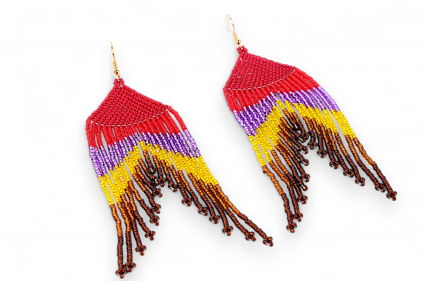 Large Mermaid Tail Earings - Red & Yellow