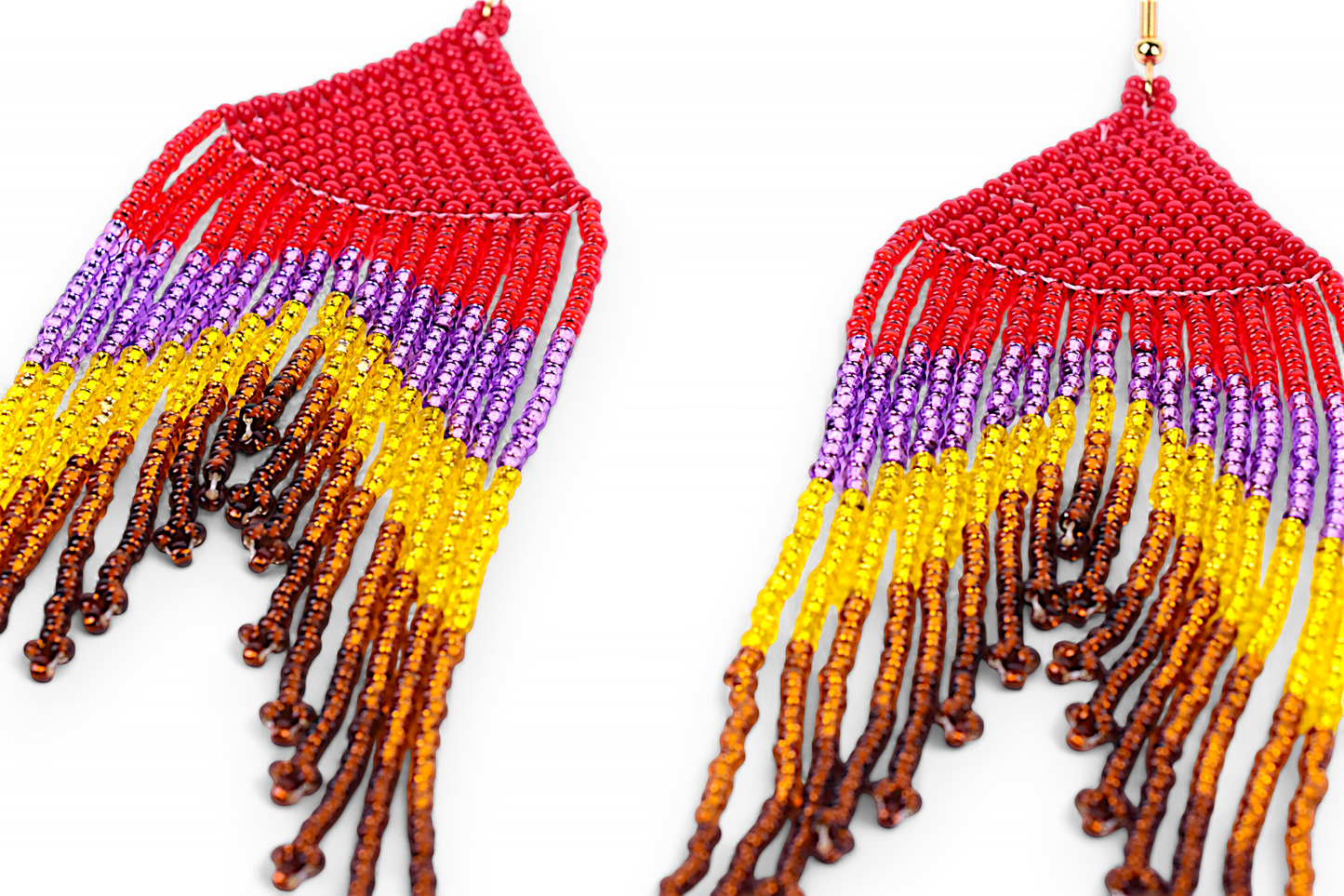 Large Mermaid Tail Earings - Red & Yellow