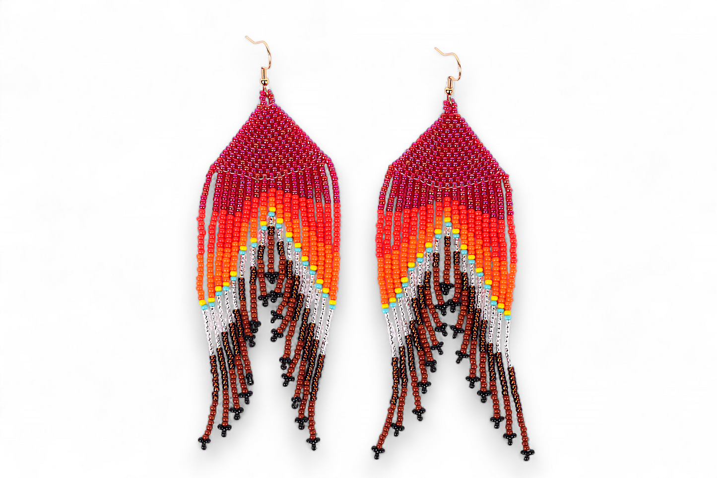 Large Mermaid Tail Earings - Pink & Orange