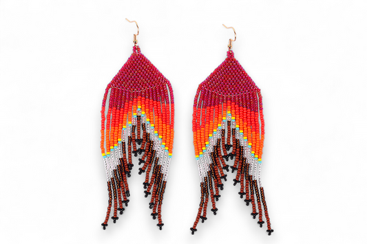 Large Mermaid Tail Earings - Pink & Orange