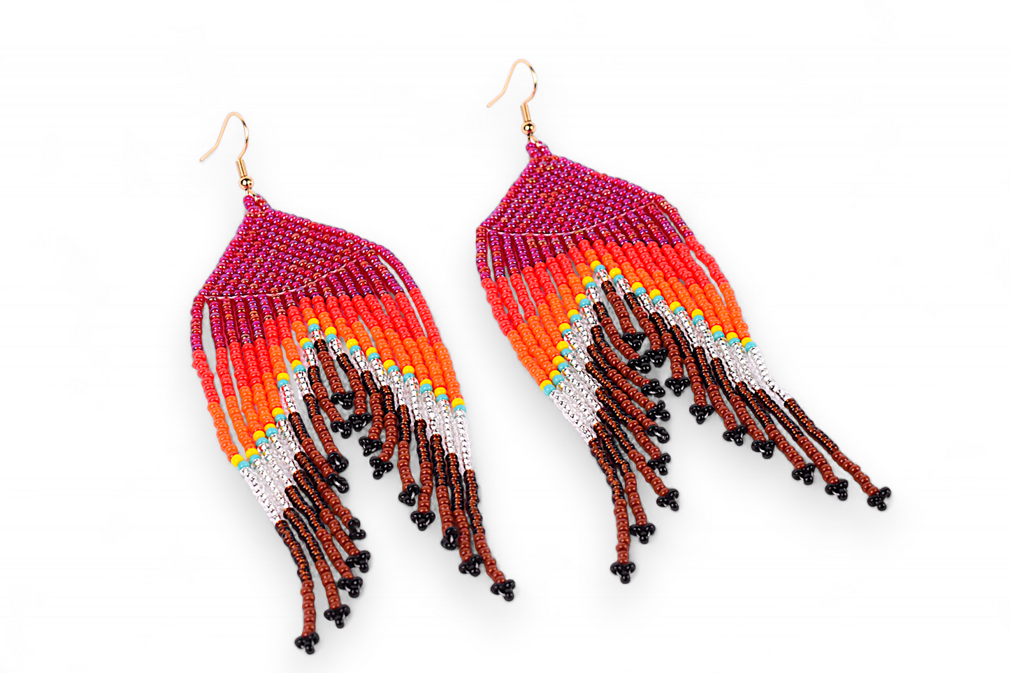 Large Mermaid Tail Earings - Pink & Orange