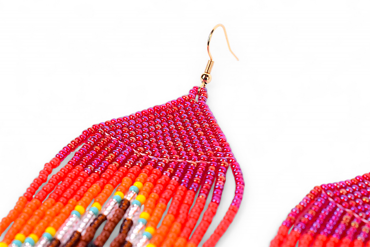 Large Mermaid Tail Earings - Pink & Orange