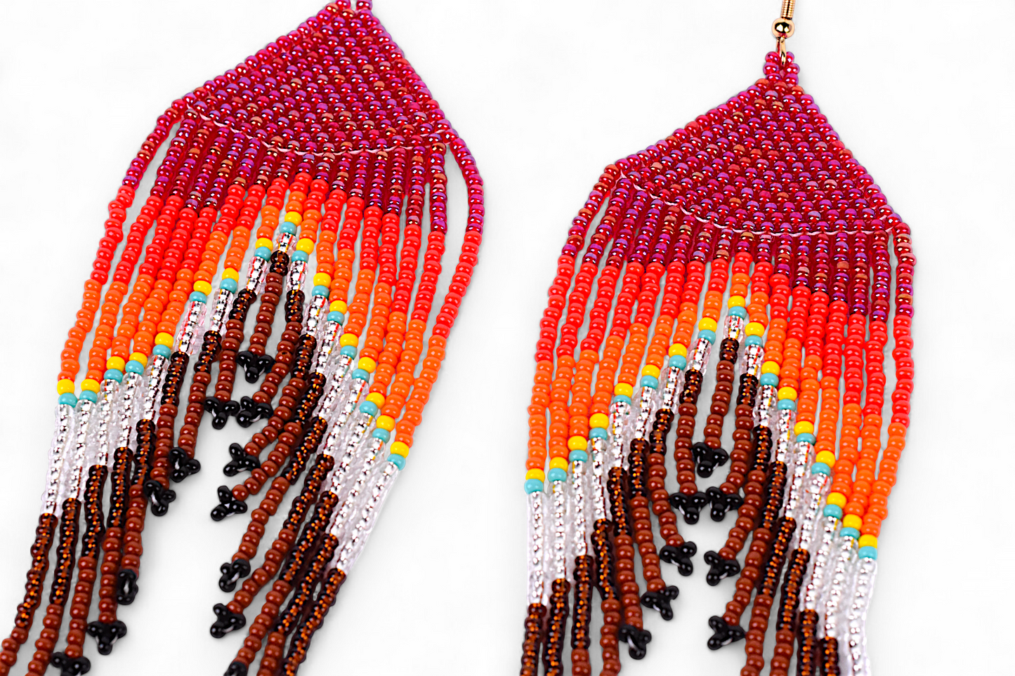 Large Mermaid Tail Earings - Pink & Orange