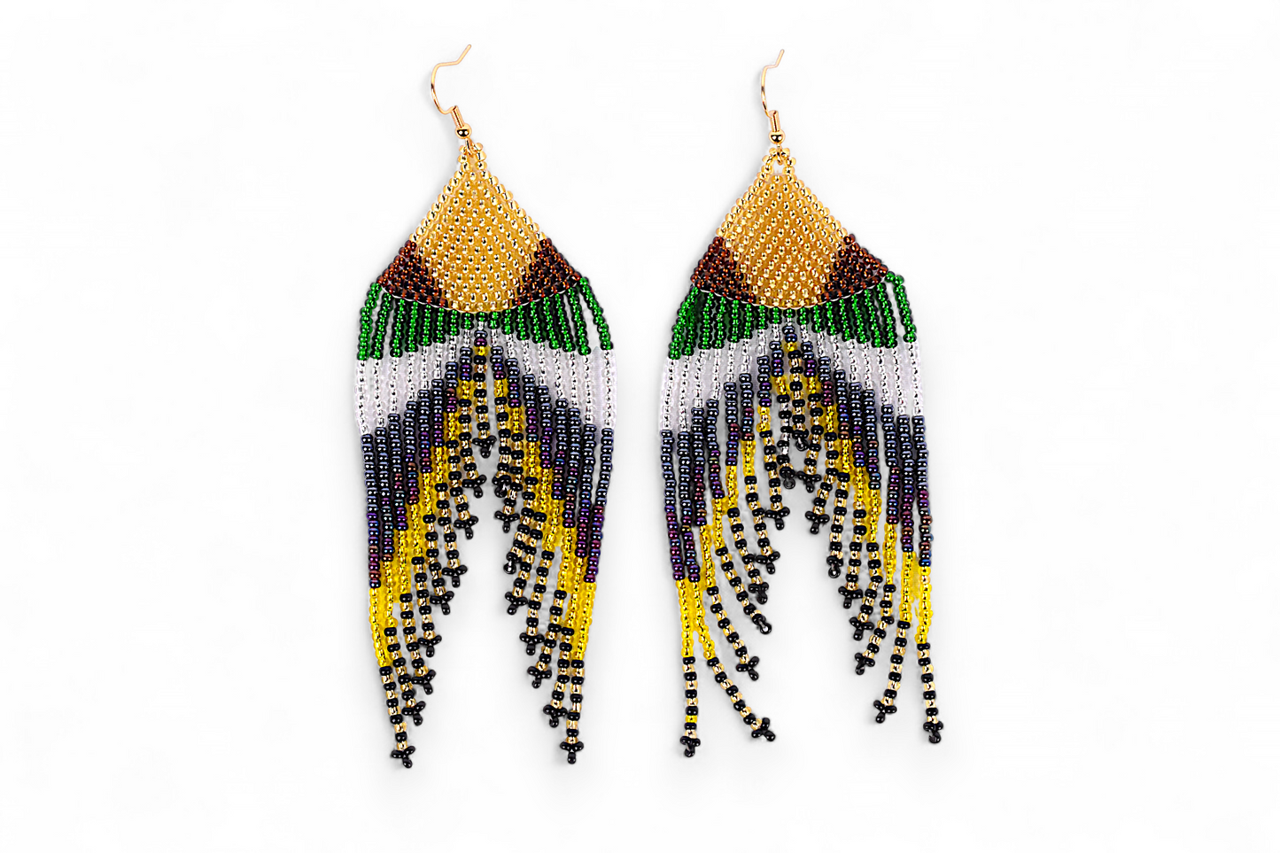 Large Mermaid Tail Earings - Gold & Green