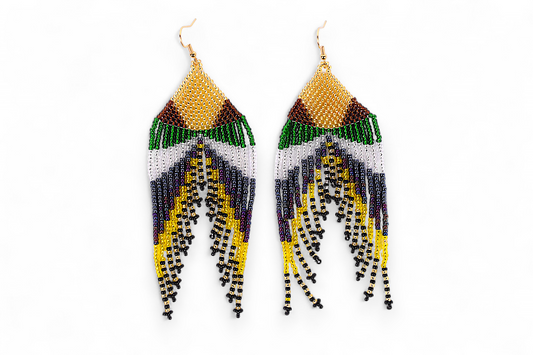 Large Mermaid Tail Earings - Gold & Green