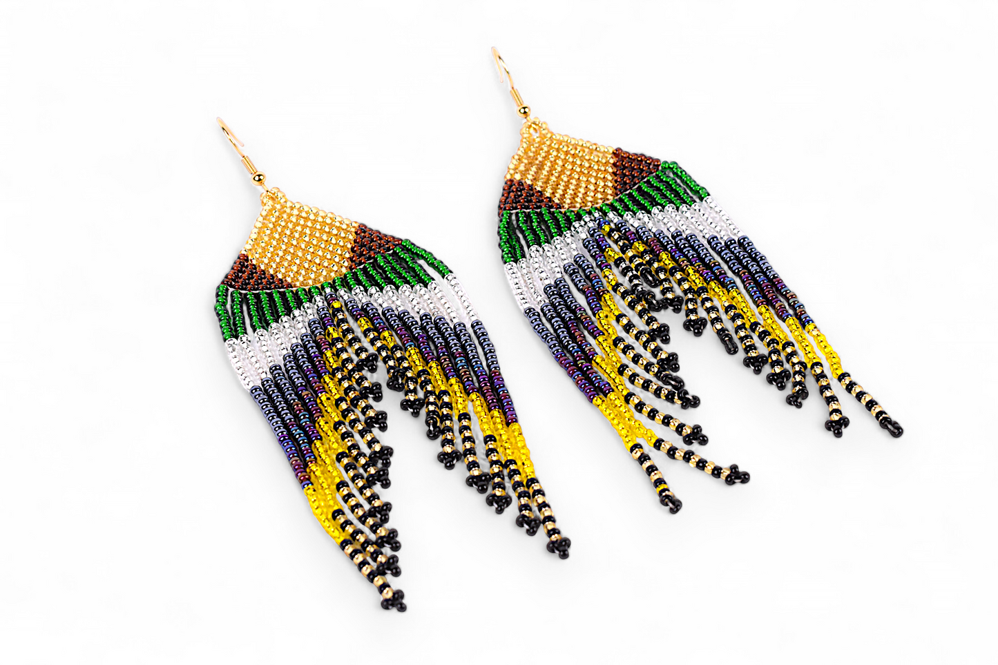 Large Mermaid Tail Earings - Gold & Green