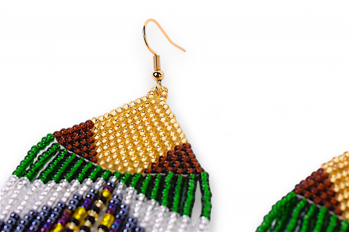 Large Mermaid Tail Earings - Gold & Green