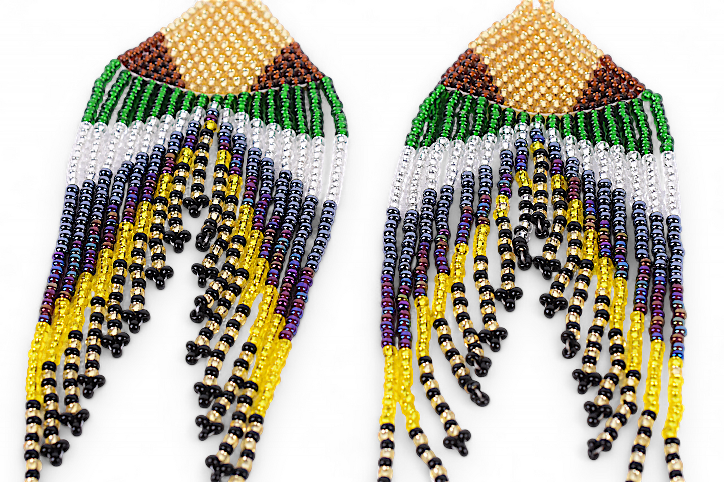 Large Mermaid Tail Earings - Gold & Green