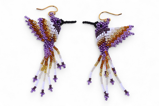Purple Hummingbird Earings