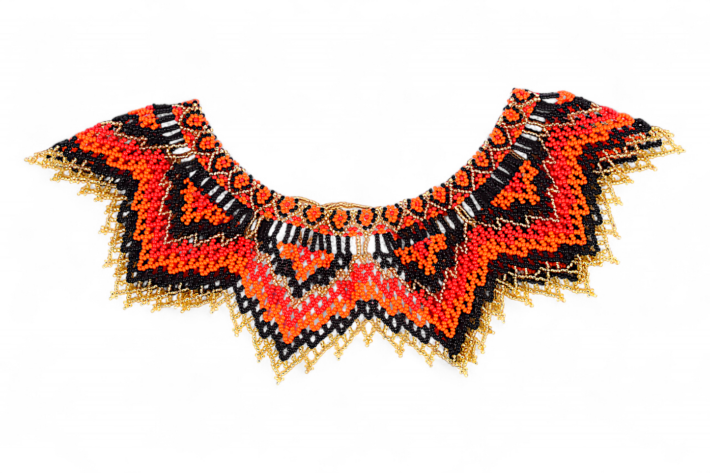 Large Red & Orange Beaded Necklace