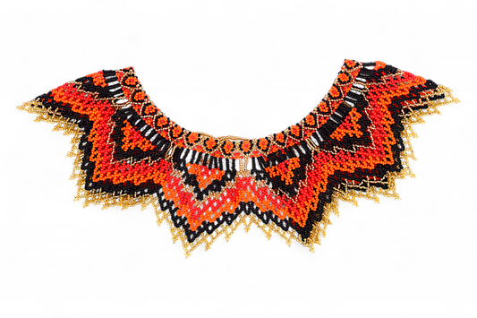 Large Red & Orange Beaded Necklace