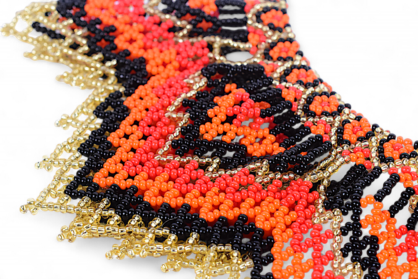 Large Red & Orange Beaded Necklace